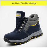 winter safety shoes men's anti puncture high top warm anti smashing Steel toe cap sneakers Slip-resistant work boots MartLion   