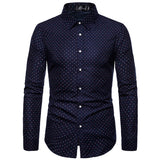 Dot-Print Casual Shirts for Summer Short Sleeve Regular Formal Clothing Men's Office Button Up Blouses Mart Lion ML-10 4XL  Fit 75-83Kg 