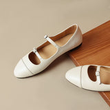 Spring Women Flats Shoes for Round Toe Chunky Heel Retro Low Heel Mary Janes Genuine Leather MartLion   