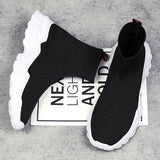 Autumn Men's Sneakers Stretch Fabric Tennis Sport Running Shoes Ankle Boots Breathable Casual Socks Slip-on Walking Mart Lion   