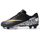 Men's Low-Top Professional Soccer Shoes Anti-Slip Kids Grass Training Football Boots Ultralight FG TF Non-Slip Chuteira MartLion BBN-2127-C-Black 35 