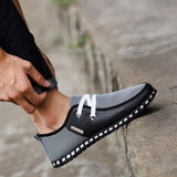 Men's Leather Shoes Casual Loafers Breathable Light Weight White Sneakers Driving Footwear Round Toe Mart Lion Black 39 