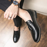 Brogue Dress Shoes Men's Formal Soft Split Leather Slip On Loafers Flat Work Footwear Mart Lion   