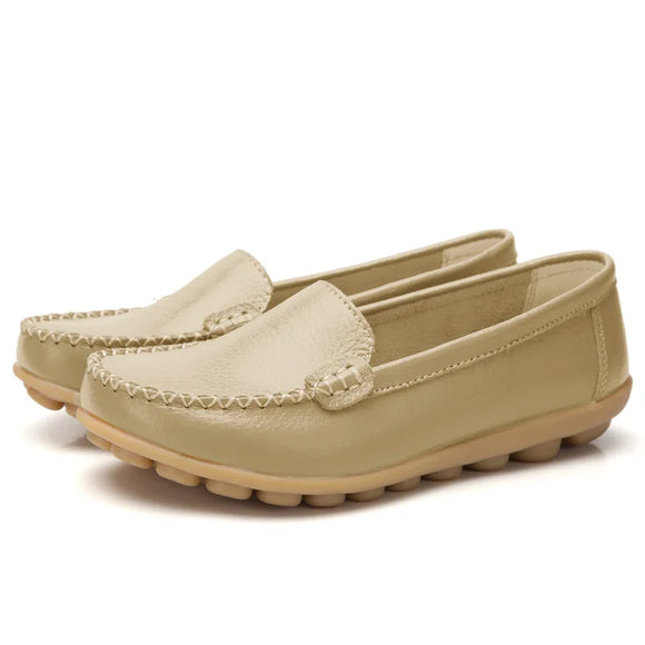 Genuine Leather Shoes Woman Soft Boat Flats Ladies Loafers Non-Slip Sturdy Sole MartLion   