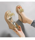 Summer diamond flower wedge sandals transparent sponge platform platform slippers women high heels MartLion   