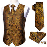 Rose Red Men's Wedding Suit Vest Blue Floral Jacquard Folral Silk Waistcoat Vests Handkerchief Tie Vest Suit Set Barry Wang Design Mart Lion BM-2502 L 