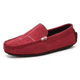 Brown Men's Suede Moccasins Breathable Casual Loafers Flats Slip-on Driving Shoes Peas zapatos de hombre MartLion red 88518 39 CHINA