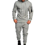 Men's Camouflage Print Hooded and Sweatpants Set Autumn Winter Sports Tracksuit Male Pullover Hoodies and Joggers Outfit MartLion Light Grey S 