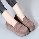 Spring Autumn Shoes Woman Platform Genuine Leather Flats Thick Sole Loafers Moccasins MartLion   