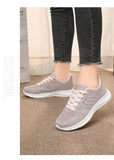 Spring and Autumn Women's Casual Sports Shoes Knitted Upper Breathable Shoes Pink Black MartLion   