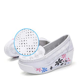 Women's shoes summer shake out Single The nurse's white and platform Breathable hollow MartLion   