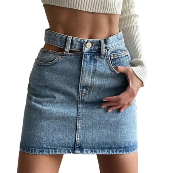 Waist Split Wrap Skirt Women Summer Slim Fit Denim Half-body Dress Female MartLion   