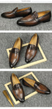 Men's Leather Casual Shoes Luxury Dress Loafer Slip-on Casual Peas Smoking Slipper MartLion   