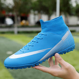 Turf Soccer Shoes High Ankle Futsal Men's Ag Tf Outdoor Breathable Football Boots Anti Slip Trainers Mart Lion   