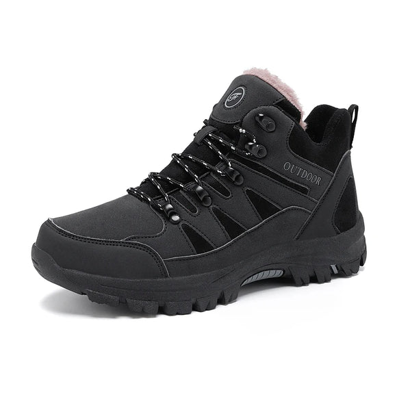 Anti-slip Ankle Desert Boots Hiking Boots Casual Walking Shoes Winter Warm Men's MartLion black 39 