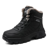 Warm Boots Men's High Top Sneakers Winter Outdoor Snow Non-slip Waterproof Army Hiking Shoes MartLion black 39 