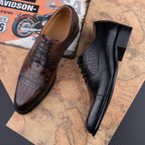 Printing Formal Men's Shoe Genuine Leather Evening Party Office Classic Model Oxford Lace Up Formal Office Dress Shoe MartLion   