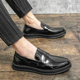 Shoes Loafers Men Patent Leather Wedding Shoes Black Casual Leather Shoes MartLion   