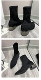 Women's Dress Pointed Mid-heeled Short Ankle Female Autumn Knitted Block Low Heel High Socks Boots Shoes Mart Lion   