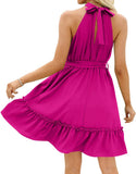 Women's Dress Summer Women's Beach Dress Folded Cake Dress Loose Neck Tie Sleeveless Dress Women's Summer Clothing MartLion   