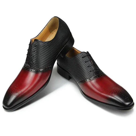 Luxury Brand Oxfords Shoes Men's Genuine Cow Leather Dress Wedding Pointed Toe LaceUp Print Brogues Spring Autumn Style MartLion   