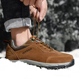 Winter Leather  Men's Ankle Boots Casual Shoes Outdoor Waterproof Work Tooling Hiking Sneakers Warm Military Snow MartLion   