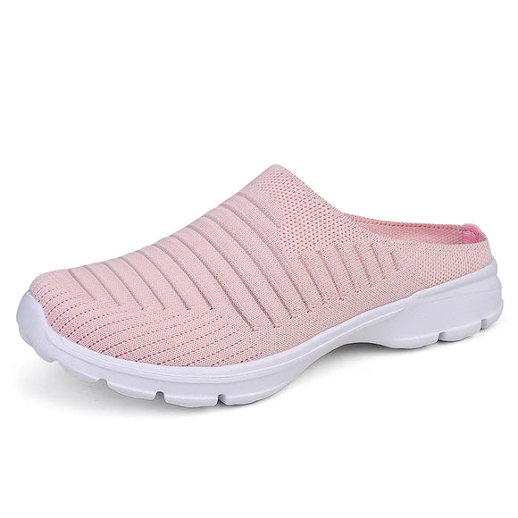 Men's Summer Mesh Casual Shoes Breathable Half-pack Slippers Women Flat Walking Outdoor Luxury Sandals MartLion Pink 35 