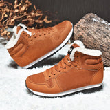 Men Boots Waterproof Winter Boots Men  Warm Snow Boots Plush Women Footwear Leather Shoes MartLion Brown 42 