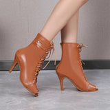 Latin Shoes Ladies Salsa Ballroom Party Women's Boots Yellow Black Girls High Heel Dance Boots MartLion