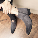 Cow Suede Leather Boots Men's Pointed Toe Dress Ankle Formal Footwear Mart Lion   