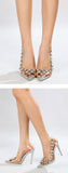 Liyke Crystal Diamond Women Pumps Metal Rivet PVC Transparent High Heels Wedding Prom Shoes Slingback Sandals Mart Lion   