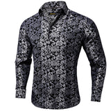 Men's Floral series Shirts Black Gold Luxury Shirt Daily Wearing Casual Long Sleeves Blouse MartLion CY-2037-XZ0014 S 