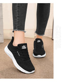 Spring and Autumn Women's Casual Sports Shoes Knitted Upper Breathable Shoes Pink Black MartLion   