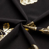  Hi-Tie Black Gold Silk Men's Shirts Summer Spring Long Sleeve Lapel Shirt Hawaii Soft Blouse Wedding MartLion - Mart Lion