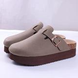 Men's Suede Mules Cork Clogs Platform Sandals Clogs Slippers Outdoor Soft Heeled With Arch Support MartLion   