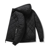 Jackets for Men with Hood Winter Cotton Padded Jacket Men Clothing Rhombus Texture Casual Parkas MartLion   