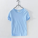 T-Shirt for Men,  Cotton  Monochromatic, O-Neck, Casual Basic Top MartLion Sky Blue L -fits 65-72 kg 