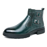 British Style Green Boots Men's Leather High Top Dress Shoes Platform Boots With Zipper Zapatos De Vestir MartLion green 5992 39 CHINA