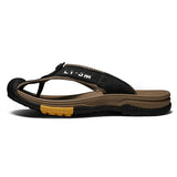 Golden Sapling Men's Slippers Summer Shoes Genuine Leather Flip Flops Casual Beach Leisure Slides MartLion Black 23 38 
