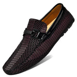 LUXURY BRAND MEN'S GENUINE LEATHER SHOES DESIGNER DRIVING MOCCASINS LOAFERS DRESS SHOES SLIP ON WEDDING OFFICE CASUAL MartLion L2722 Wine Red 5.5 