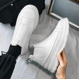 Autumn Men's Casual Sneakers Genuine Leather Chunky Platform Ankle Chelsea Boots High-top Patchwork Sneakers Sport Shoes Mart Lion   