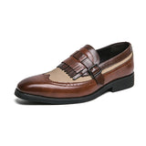 Men's Fringe Buckle Dress Loafers Office Shoes MartLion Brown 39 