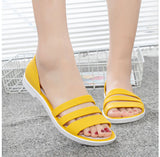 Summer Peep Toe Stappy Women Sandals Shoes Candy Color  Beach Valentine Rainbow Clogs Jelly Flats Mart Lion   