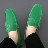 Suede Leather Penny Peas Loafers Men's Women Boys Driving Shoes Moccasins Slip on Flats Designer Loafers Pink MartLion   