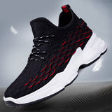 Men's Shoes Summer Breathable Sports Dad Running Tide Flying Mesh Casual Mesh Tide Mart Lion black red 39 