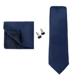 Solid Colors Ties Handkerchief Cufflink Set Men's 7.5cm Slim Necktie Set Party Wedding Accessoreis Gifts MartLion THC-53E  