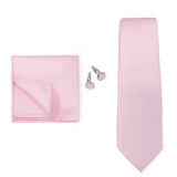 Solid Colors Ties Handkerchief Cufflink Set Men's 7.5cm Slim Necktie Set Party Wedding Accessoreis Gifts MartLion THC-32A  