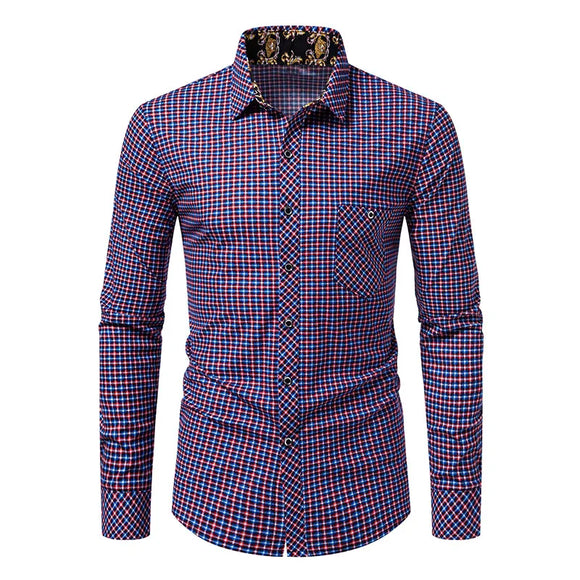Men's  Clothing Thin Dad Clothing Retro Plaid Men  Men's Long Sleeved Shirts MartLion   