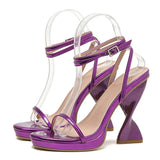 Ladies Elegant Purple Strange High Heels Waterproof Platform Sandals For Women Design Summer Party Dress Chunky Shoes MartLion   
