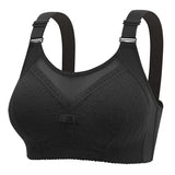 Large Size Non-Steel Ring Back Bras Push Up Breathable Lace Side Collection Adjustable Brassiere MartLion Black 90C 